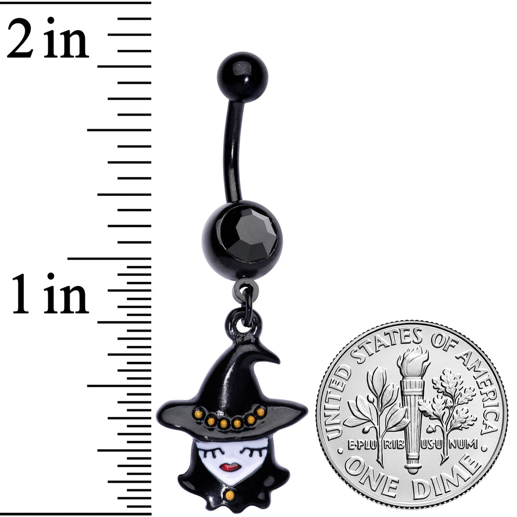 BodyCandy Black Gem Black Pretty Goth Witch Halloween Dangle Belly Ring — lifestyle context