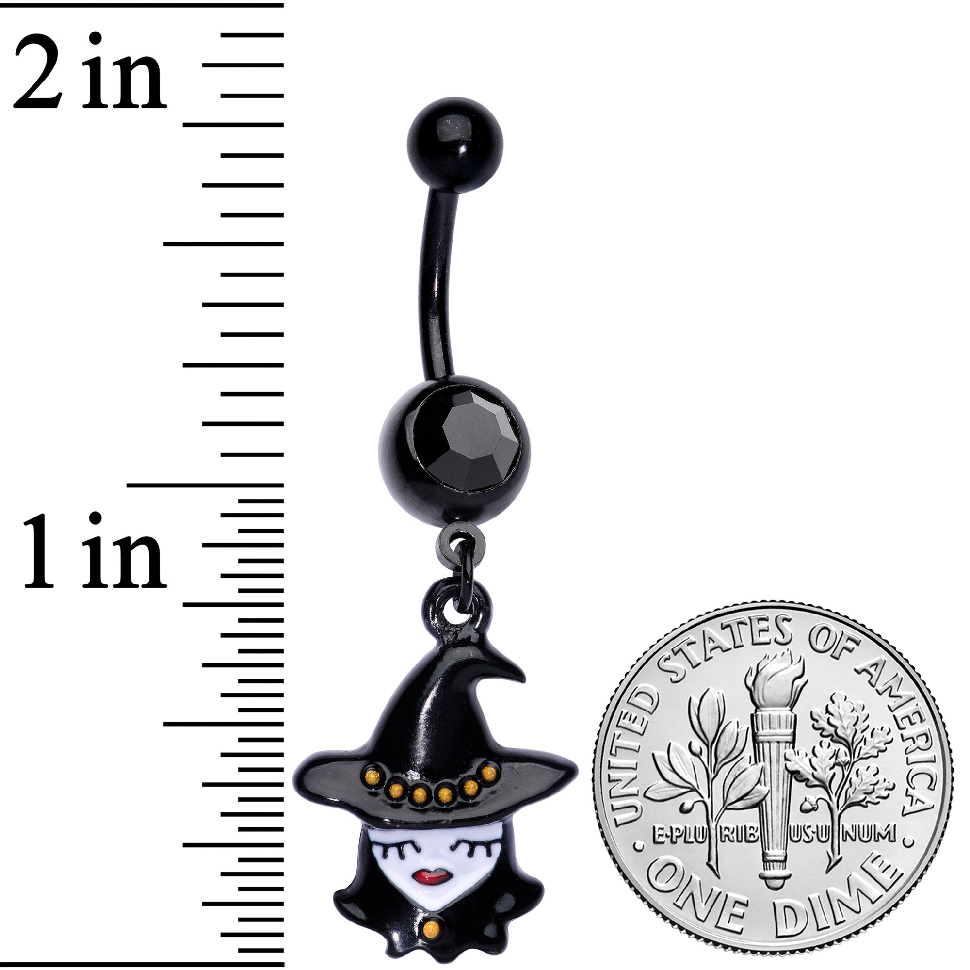 BodyCandy Black Gem Black Pretty Goth Witch Halloween Dangle Belly Ring — lifestyle context