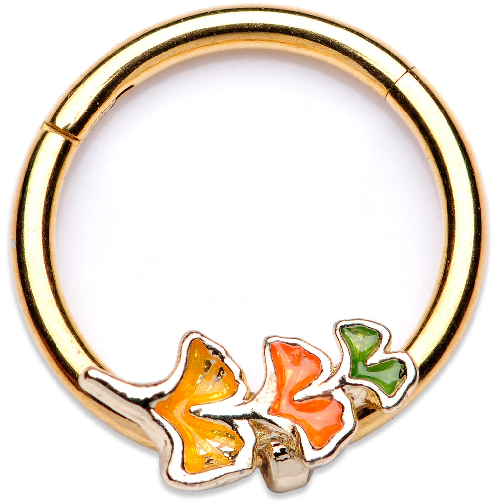BodyCandy 16G 3/8 Autumn Leaves Fall Hinged Segment Ring — main product shot