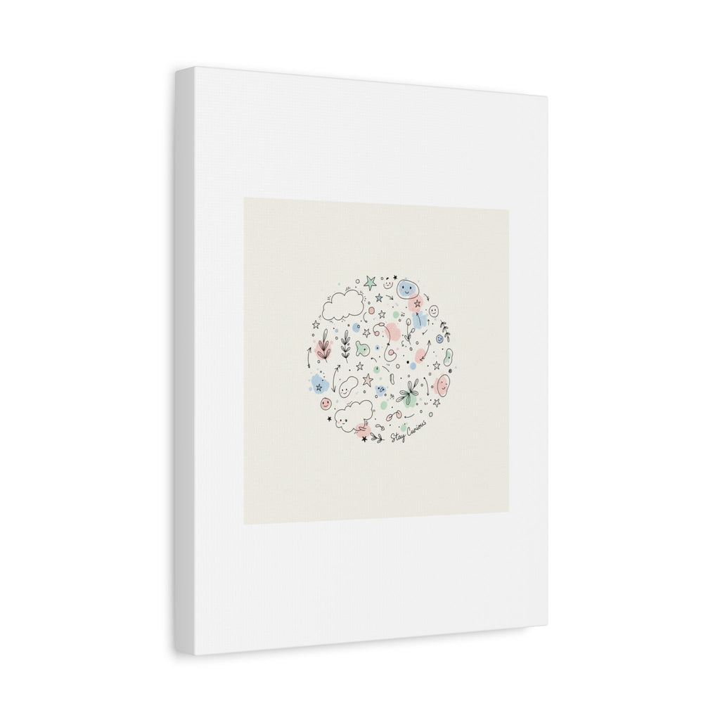 Doodle Circle Line Drawing Matte Canvas, Hand-Drawn Sketch Art