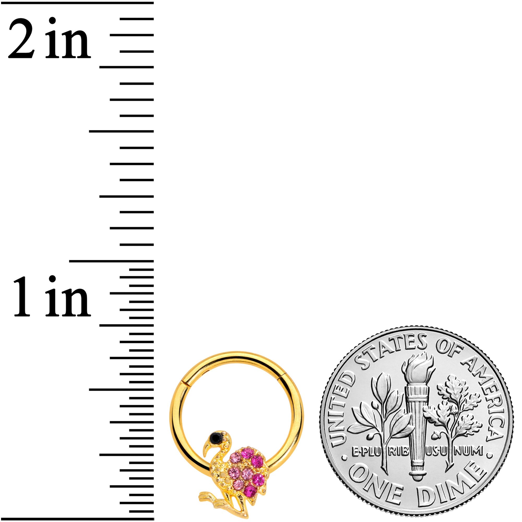 BodyCandy 16G 3/8  Pink Gem Gold Tone Fashion Flamingo Hinged Segment Ring — lifestyle context