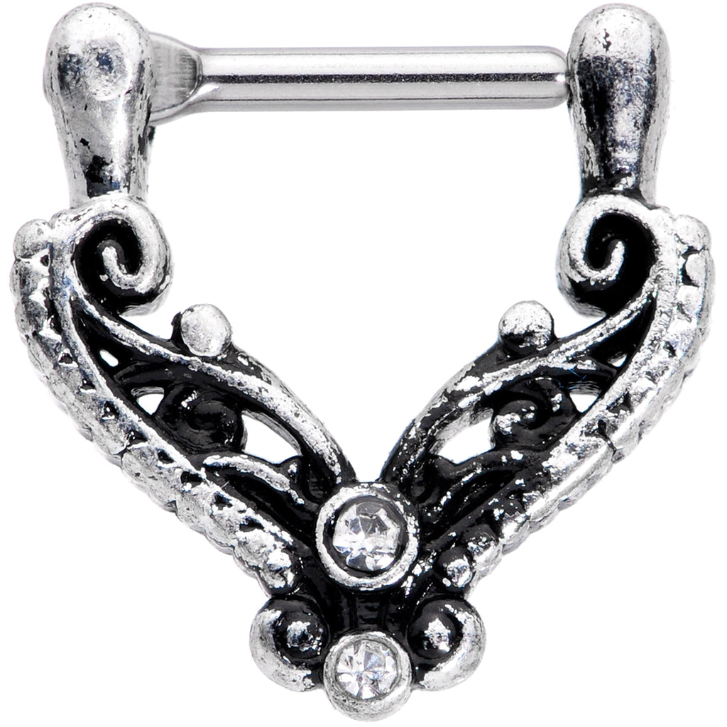BodyCandy 16G 3/8 Clear Gem Scrollwork Cartilage Clicker — main product shot