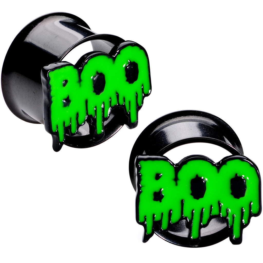 BodyCandy Green Boo Halloween Double Flare Plug Set — color detail