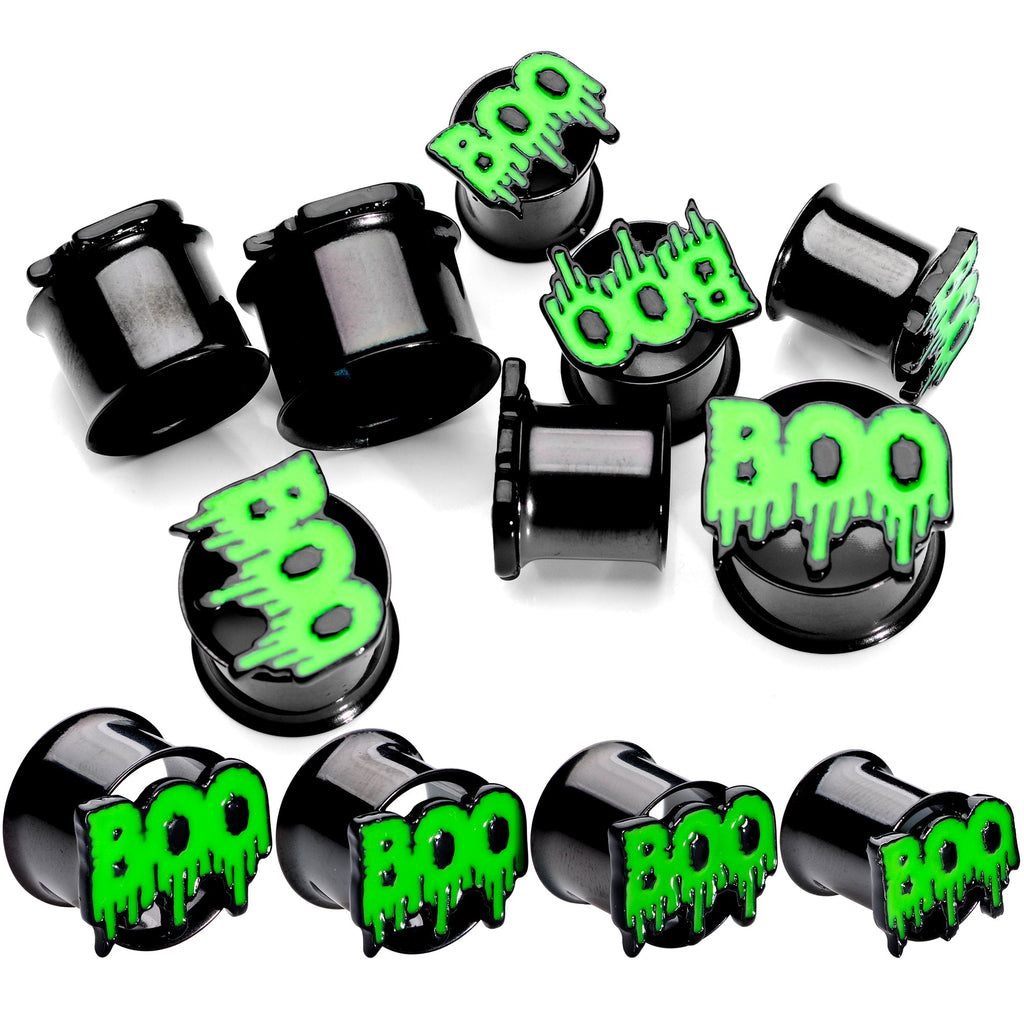 BodyCandy Green Boo Halloween Double Flare Plug Set — main product shot