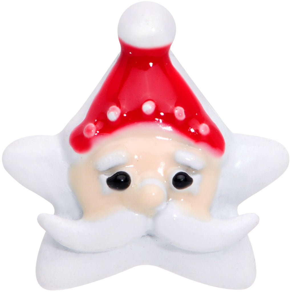 BodyCandy 16G 1/4 Santas Beard Holiday Christmas Cartilage Tragus Earring — detail close-up