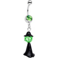 BodyCandy Green Gem Spooky Witch Halloween Dangle Belly Ring — main product shot