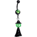 BodyCandy Green Gem Black Spooky Witch Halloween Dangle Belly Ring — main product shot