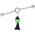 BodyCandy 14G Green Gem Spooky Witch Halloween Dangle Project Bar 38mm — main product shot