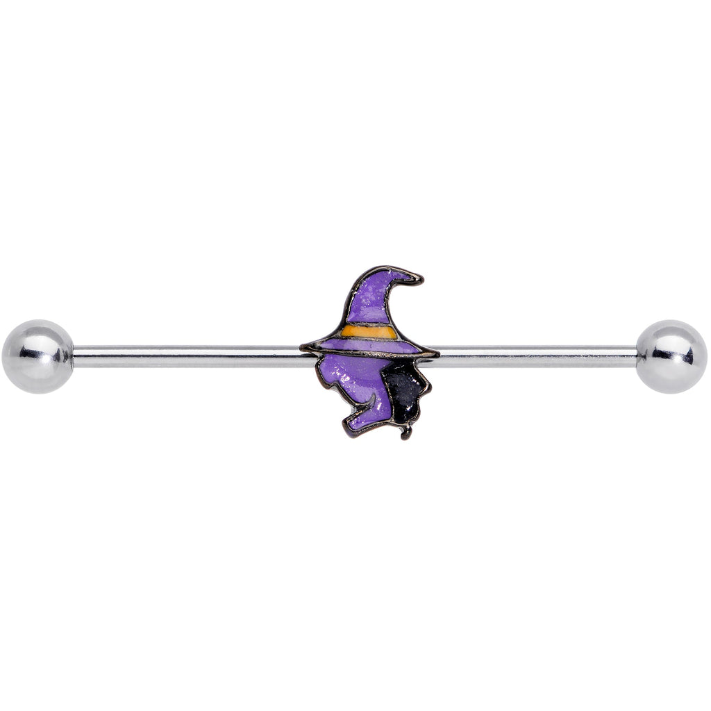 BodyCandy 14G Witch Halloween Glow in the Dark Industrial Barbell 38mm — detail close-up