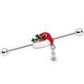 BodyCandy 14G Clear Gem Jolly Santa Hat Christmas Industrial Barbell 38mm — main product shot