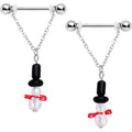 BodyCandy 14G 11/16 Aurora Gem Snowman Christmas Dangle Nipple Ring Set — main product shot