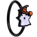 BodyCandy 20G 5/16 Black Striped Hat Candy Ghost Halloween Nose Hoop — main product shot