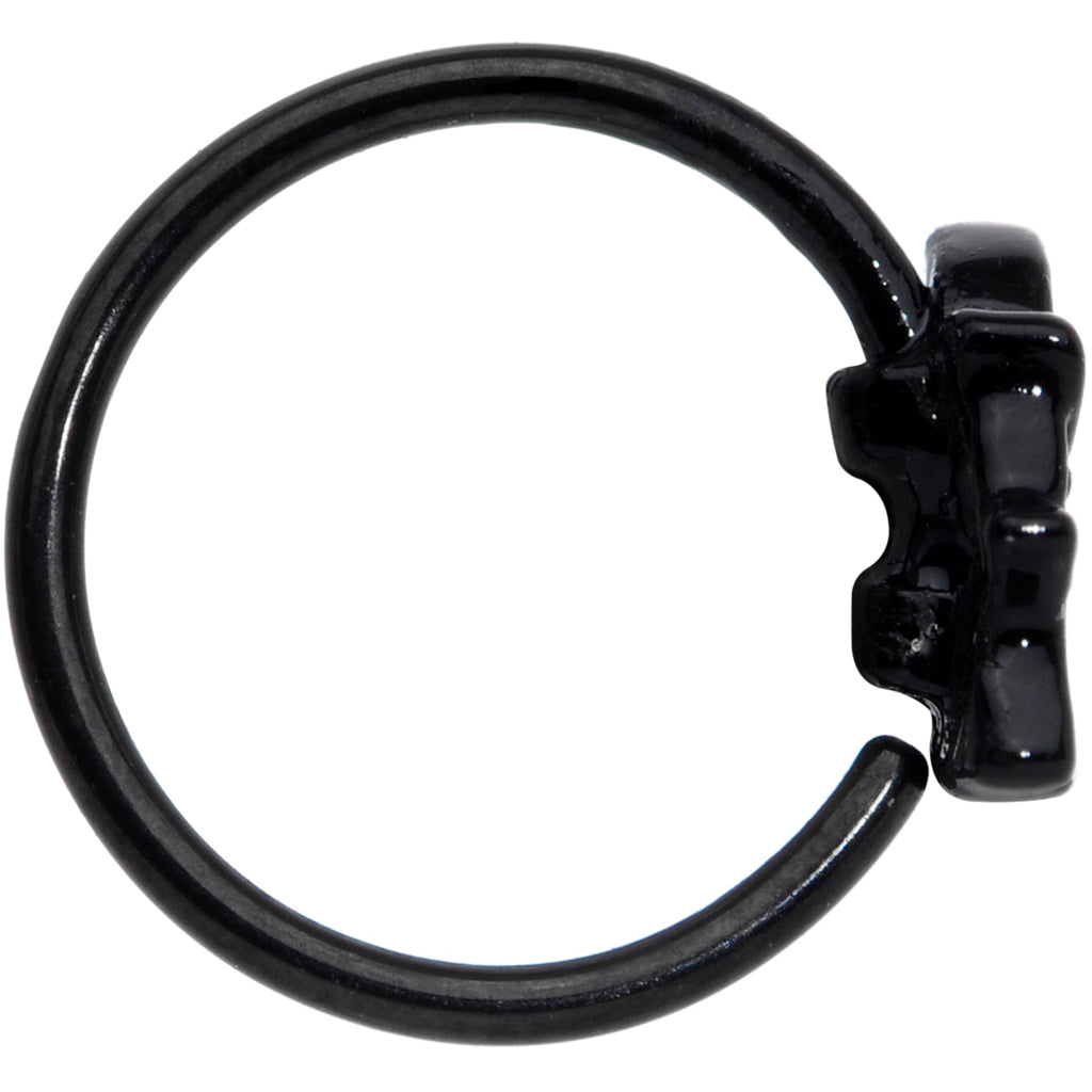 BodyCandy 20G 5/16 Black Striped Hat Candy Ghost Halloween Nose Hoop — detail close-up