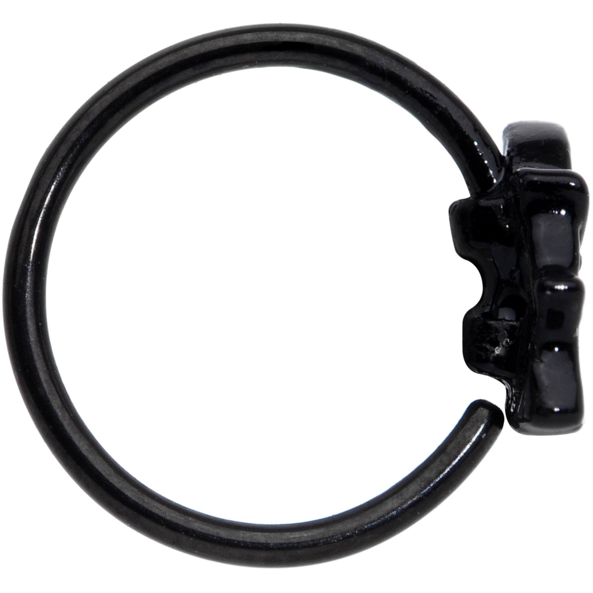 BodyCandy 20G 5/16 Black Striped Hat Candy Ghost Halloween Nose Hoop — detail close-up