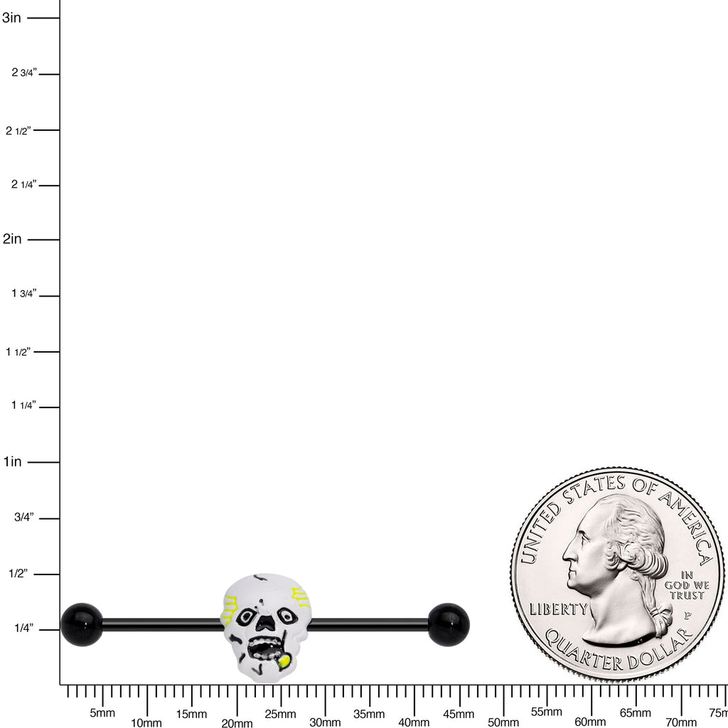 BodyCandy 14G Black Skull Halloween Industrial Barbell 38mm — lifestyle context