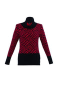 KADOU BOUTIQUE Red Black Wave Sweater — main product shot