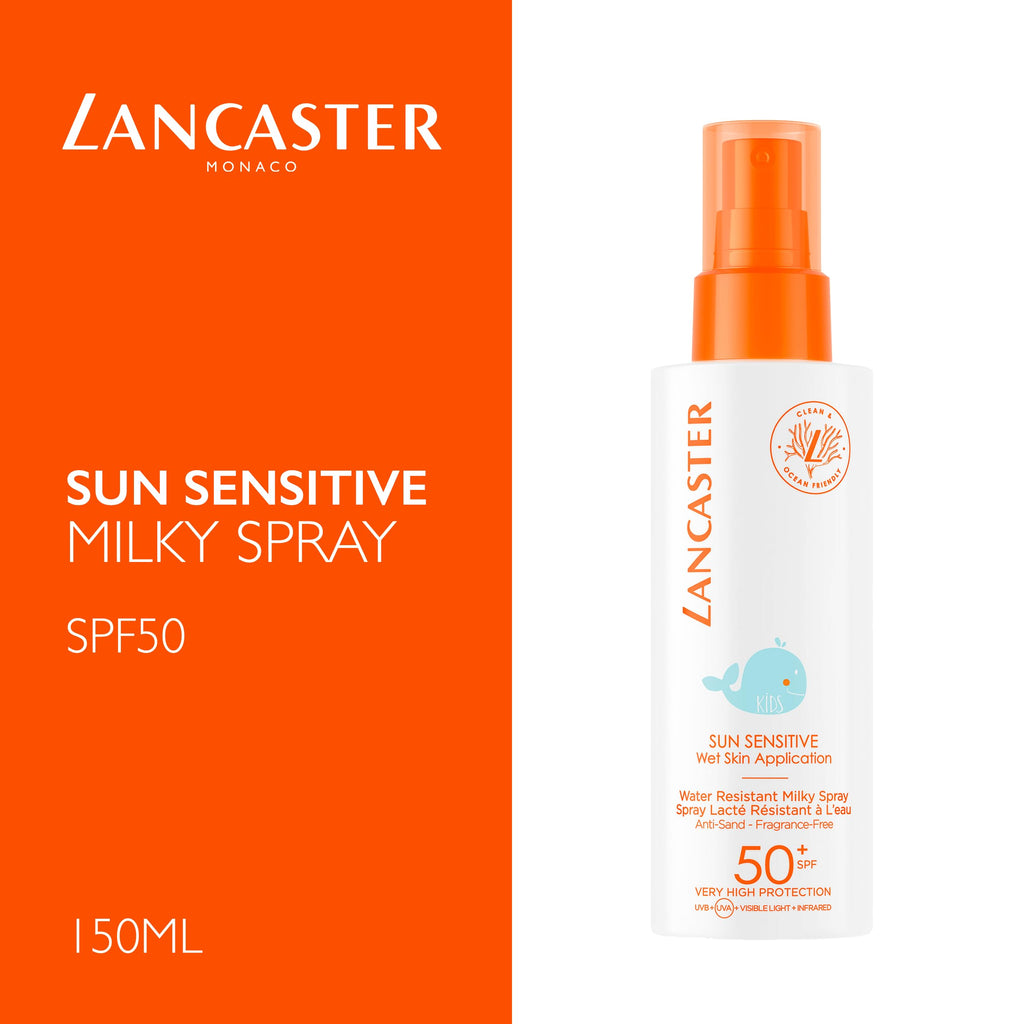 Lancaster Sun Sensitive Milky Spray For Kids SPF50 - Water-Resistant, Fragrance-Free Sunscreen Spray for Children