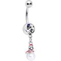 BodyCandy Clear Gem Pearlescent Snowman Christmas Dangle Belly Ring — main product shot