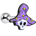 BodyCandy 16G 1/4 Skull Purple Witch Hat Halloween Cartilage Tragus Earring — main product shot