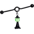 BodyCandy 14G Green Gem Black Witch Halloween Dangle Project Bar 38mm — main product shot