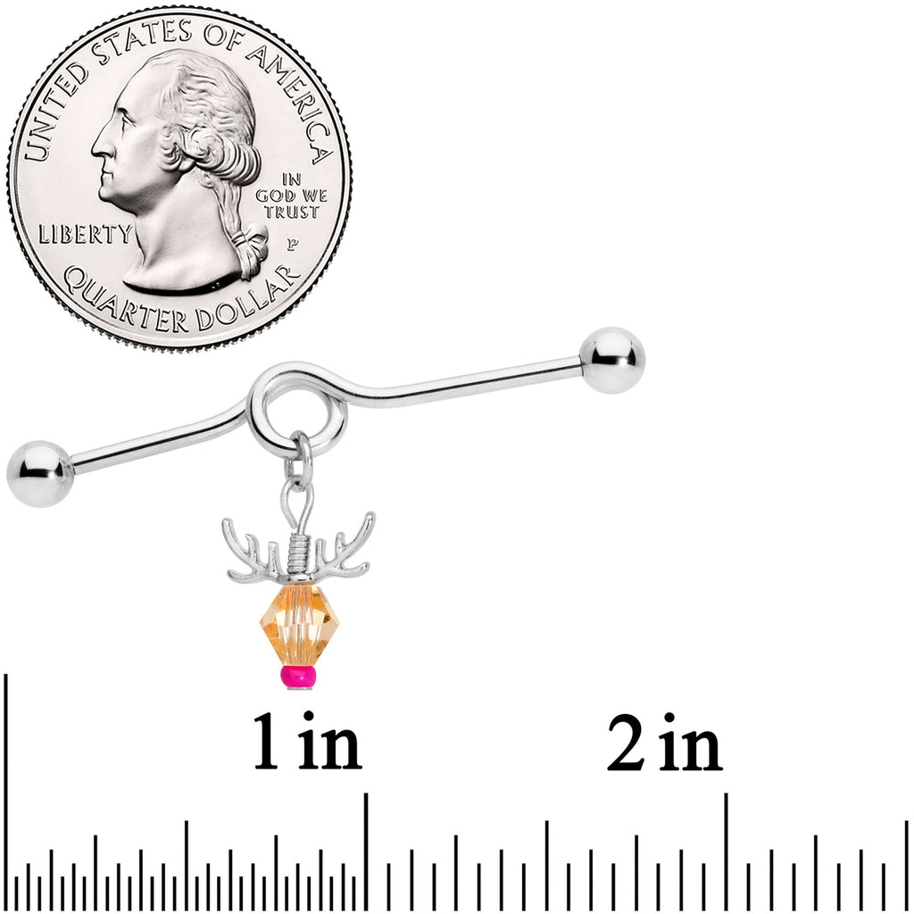 BodyCandy 14G Tan Red Gem Reindeer Christmas Dangle Project Bar 38mm — lifestyle context