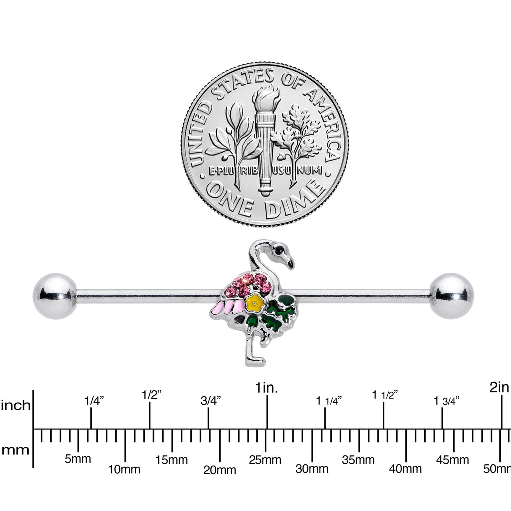 BodyCandy 14G Pink Gem Funky Flamingo Industrial Barbell 38mm — lifestyle context