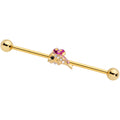 BodyCandy 14G Purple Gem Gold Tone Dainty Dolphin Industrial Barbell 38mm — main product shot