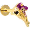 BodyCandy 16G 5/16 Purple Gem Gold Tone Dainty Dolphin Labret Monroe Tragus — main product shot