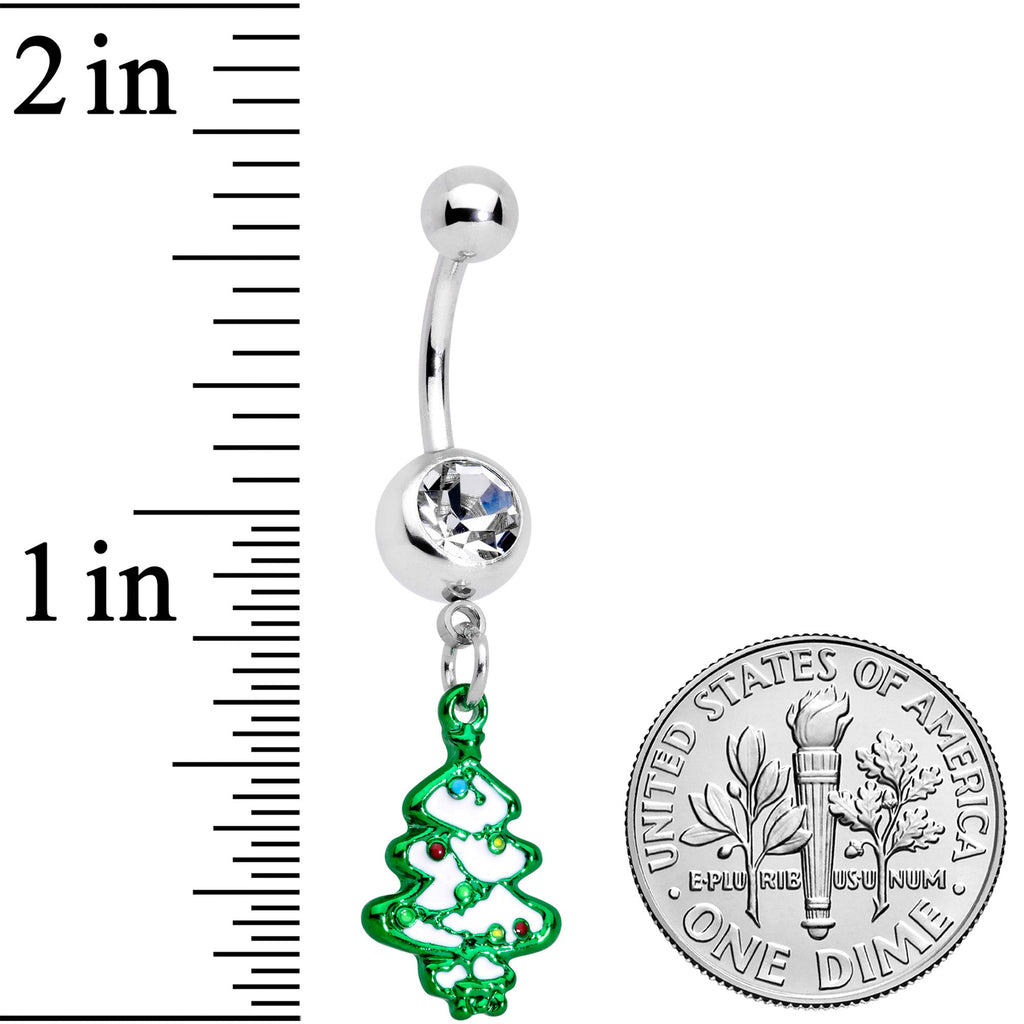 BodyCandy Clear Gem Gold Tone Tree Stocking Christmas Dangle Belly Ring Set of 3 — back view