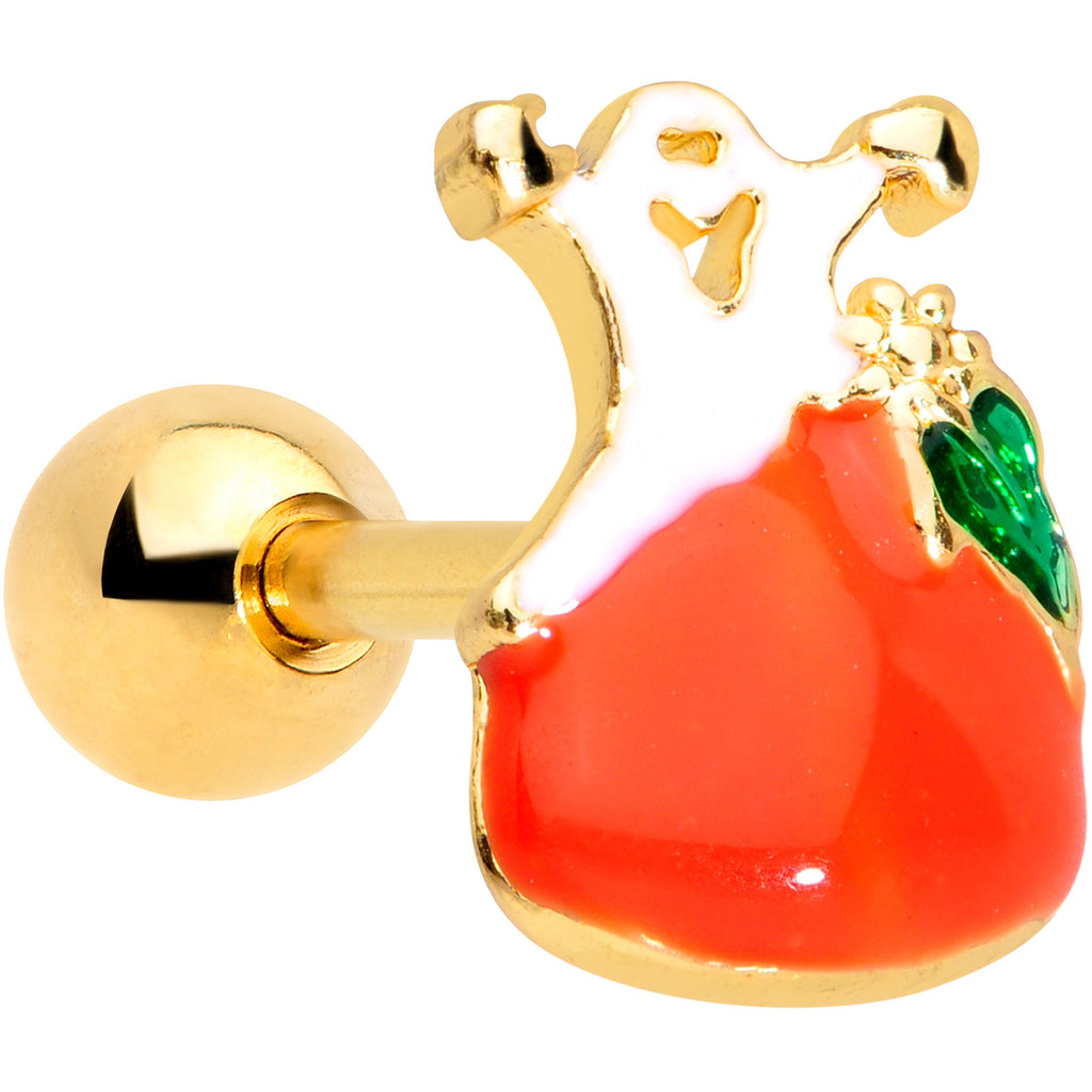 BodyCandy 16G 1/4 Gold Tone Haunted Pumpkin Halloween Cartilage Tragus — main product shot