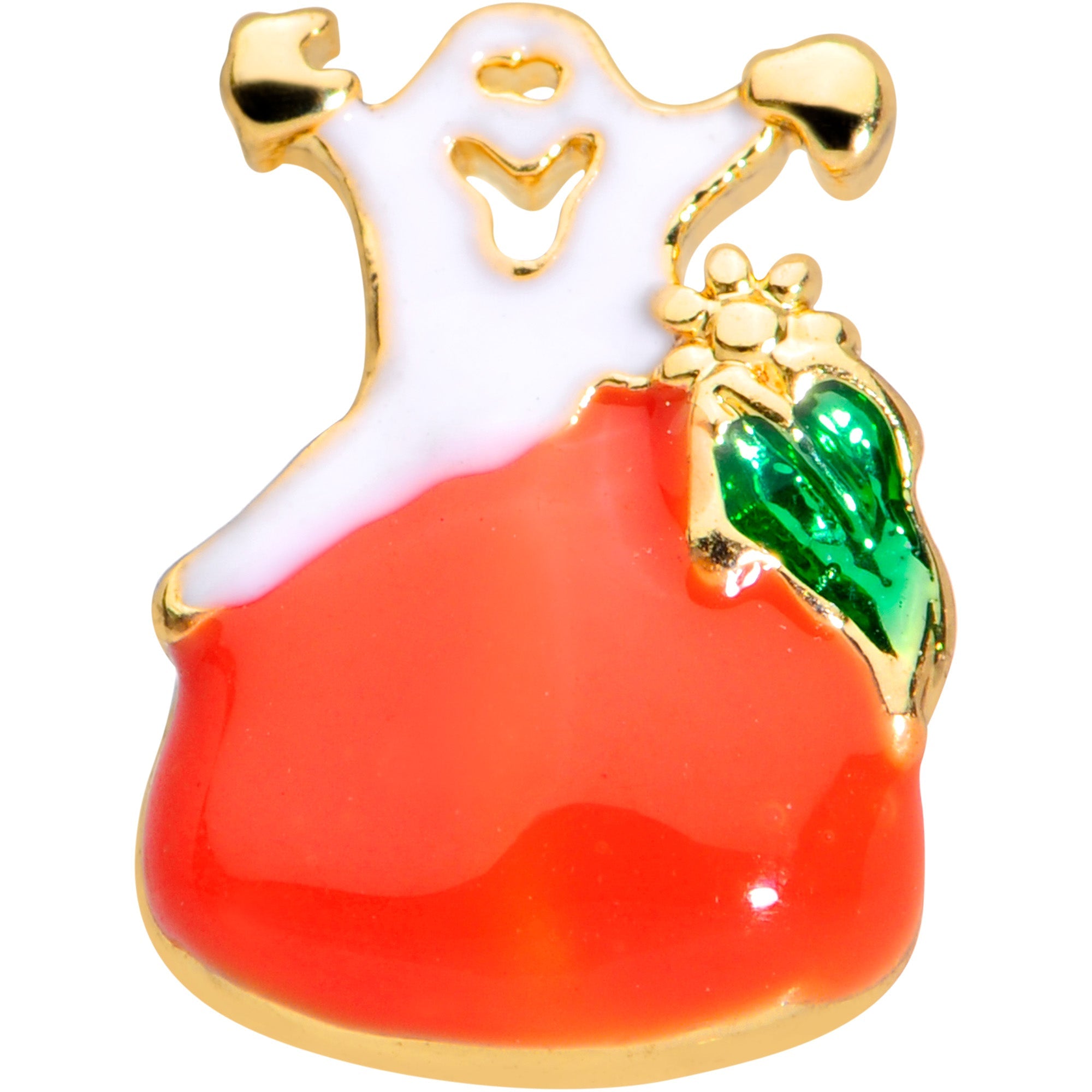 BodyCandy 16G 1/4 Gold Tone Haunted Pumpkin Halloween Cartilage Tragus — detail close-up