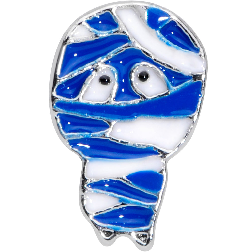 BodyCandy 16G 5/16 Blue White Mummy Halloween Labret Monroe Tragus — detail close-up