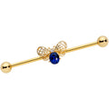BodyCandy 14G Blue Gem Gold Tone Beautiful Bee Industrial Barbell 38mm — main product shot