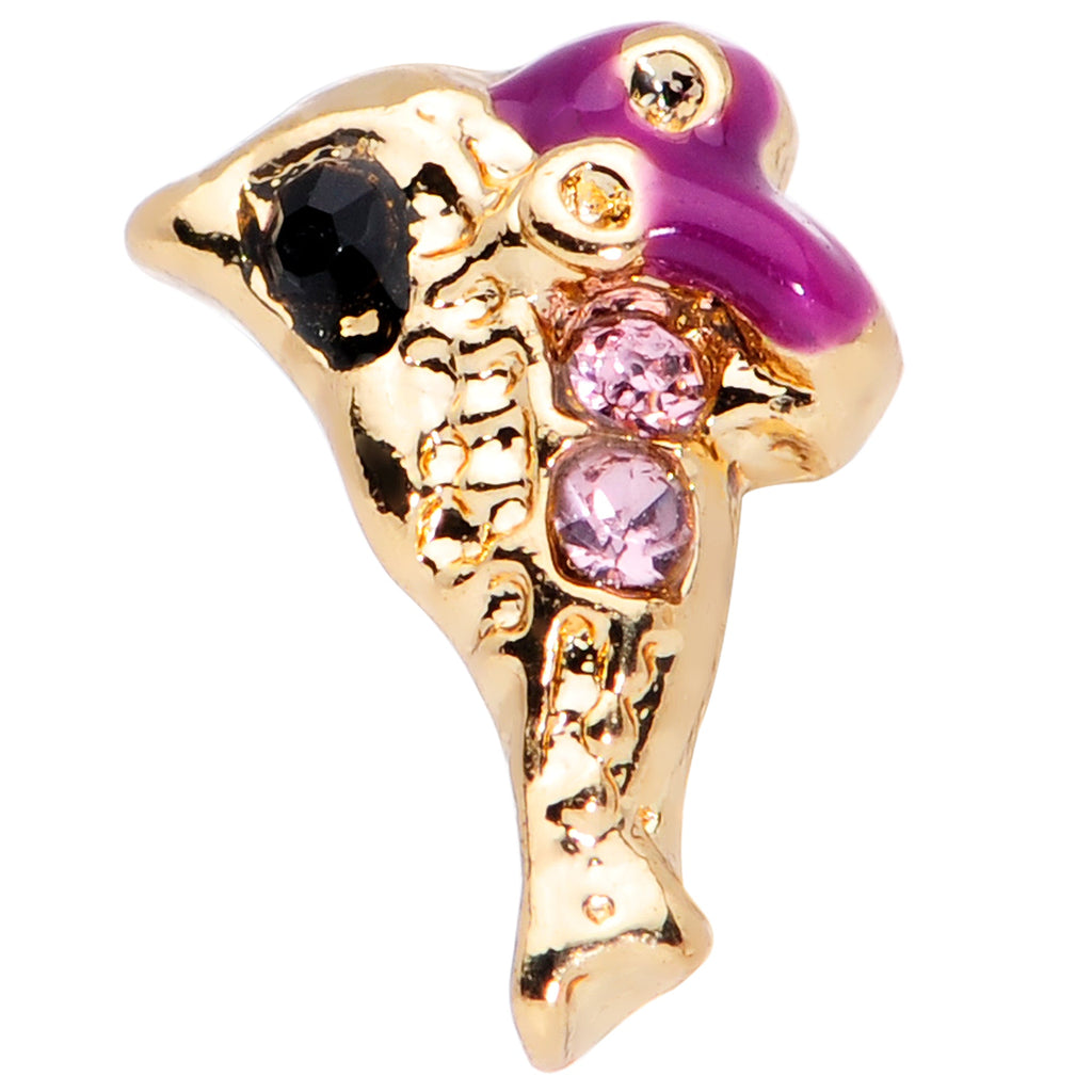 BodyCandy 20G 5/16 Purple Gem Gold Tone Dainty Dolphin Nose Hoop — detail close-up