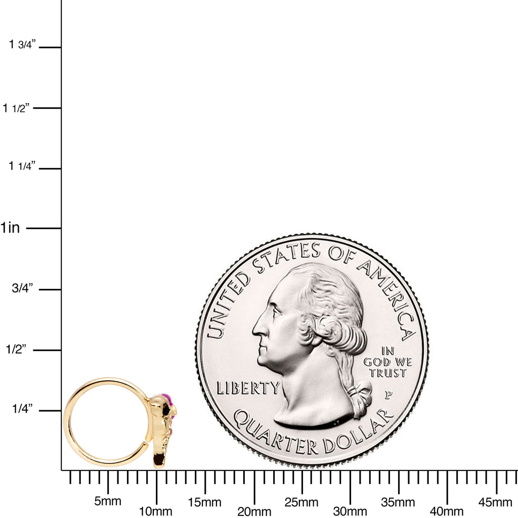 BodyCandy 20G 5/16 Purple Gem Gold Tone Dainty Dolphin Nose Hoop — side view