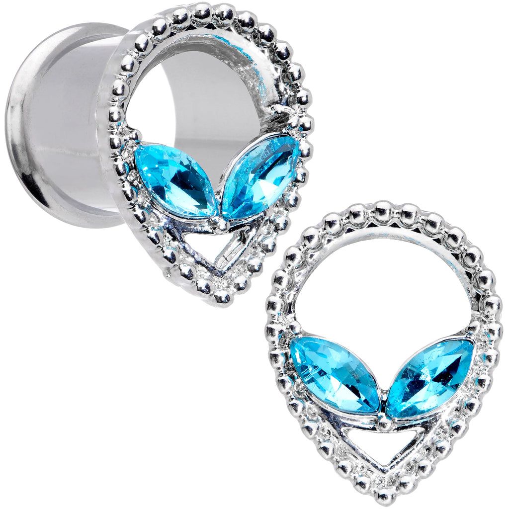 BodyCandy Aqua Gem Alien Double Flare Tunnel Plug Set — alternative angle