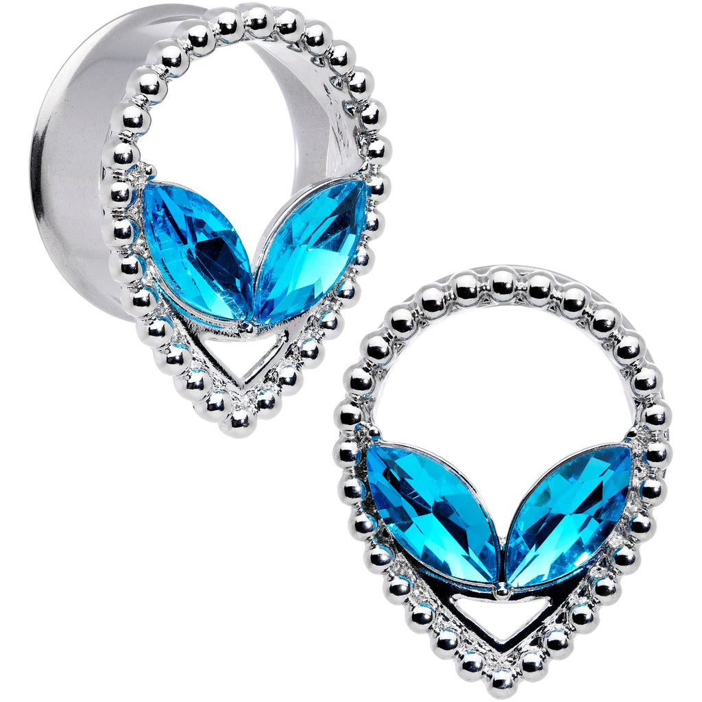 BodyCandy Aqua Gem Alien Double Flare Tunnel Plug Set — fabric or material detail