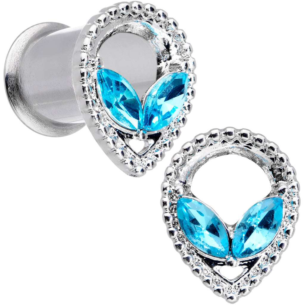 BodyCandy Aqua Gem Alien Double Flare Tunnel Plug Set — back view