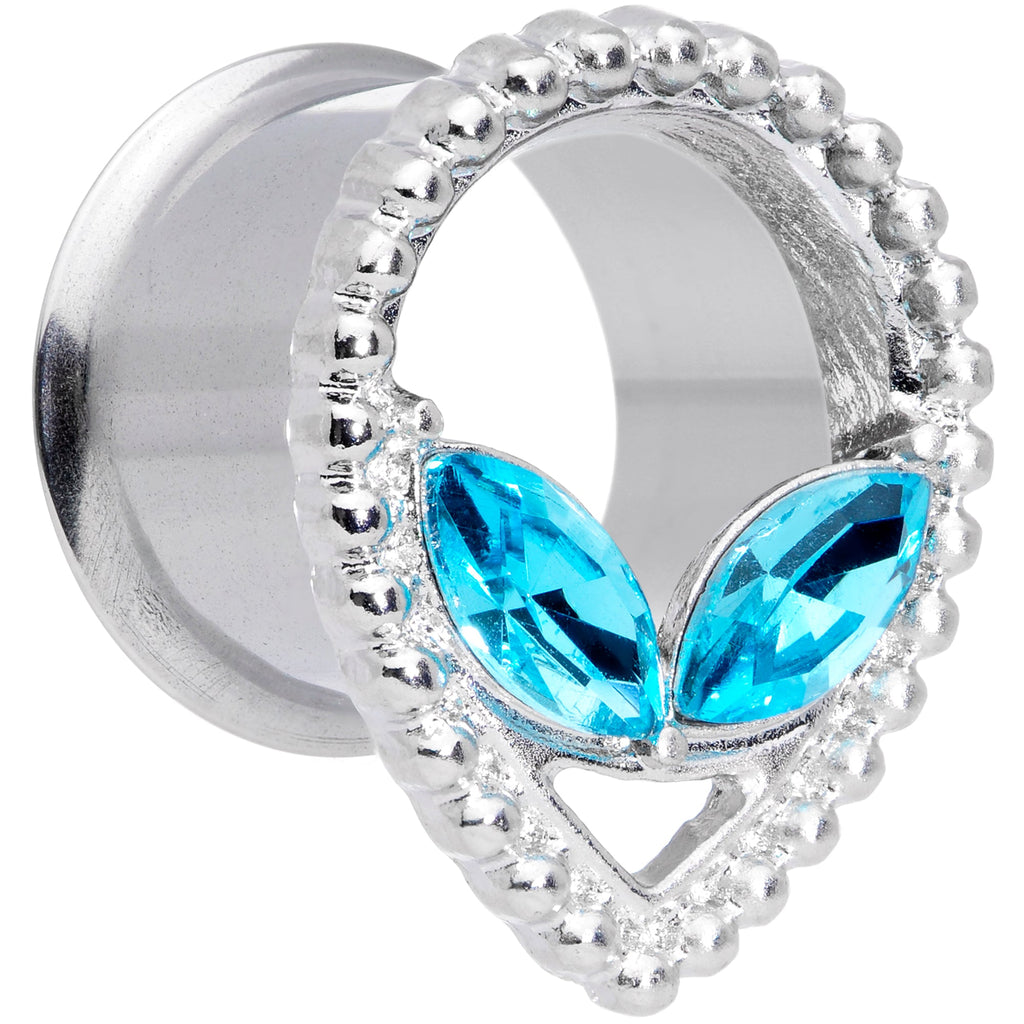 BodyCandy Aqua Gem Alien Double Flare Tunnel Plug Set — detail close-up