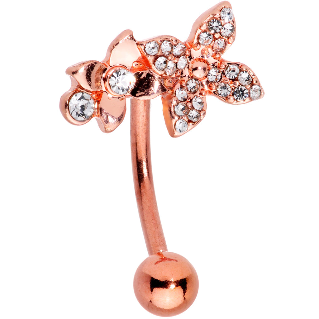 BodyCandy Clear Gem Rose Gold Tone Butterfly Flower Glam Belly Ring — lifestyle context
