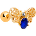 BodyCandy 16G 1/4 Blue Gem Gold Tone Beautiful Bee Cartilage Tragus Earring — main product shot