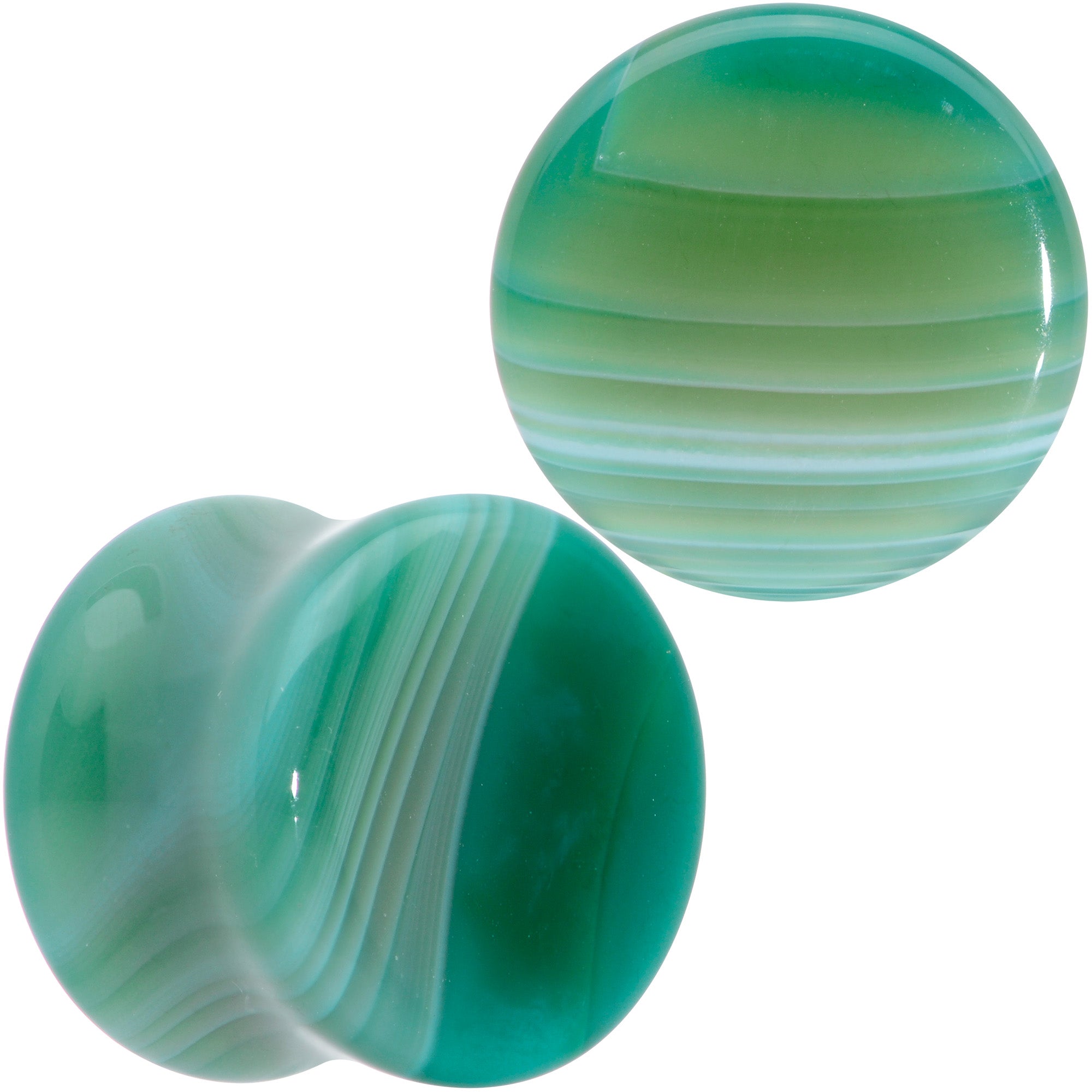 BodyCandy Natural Green Line Agate Stone Saddle Plug Set — comparison shot