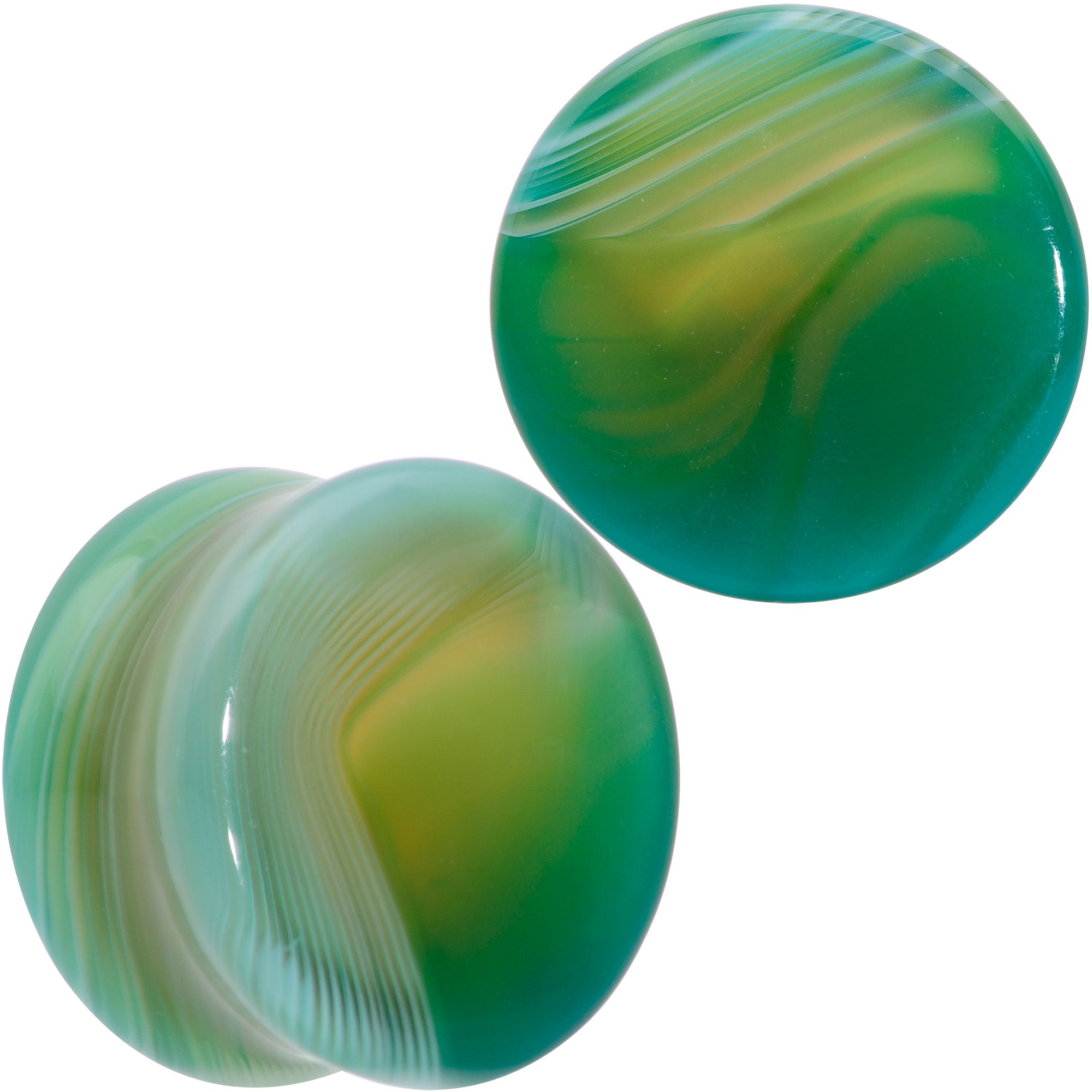 BodyCandy Natural Green Line Agate Stone Saddle Plug Set — feature highlight
