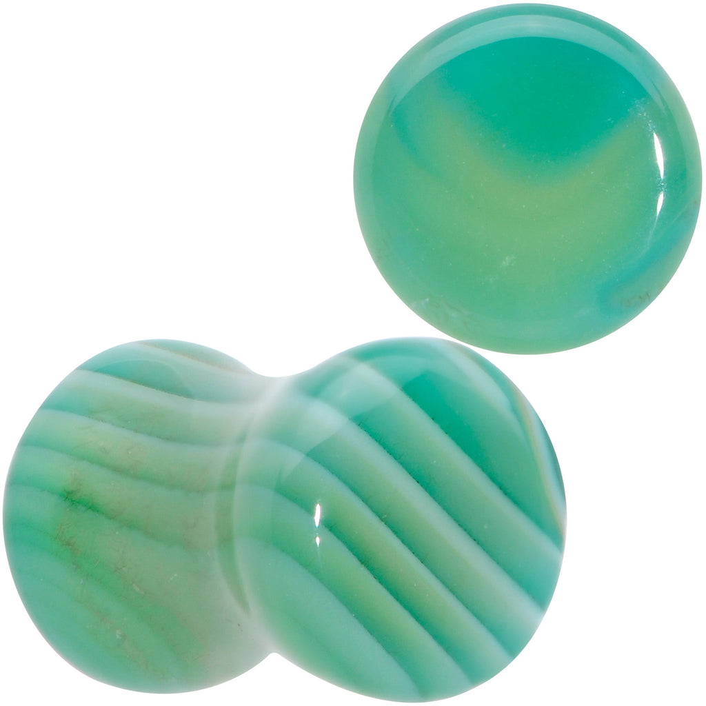 BodyCandy Natural Green Line Agate Stone Saddle Plug Set — color detail