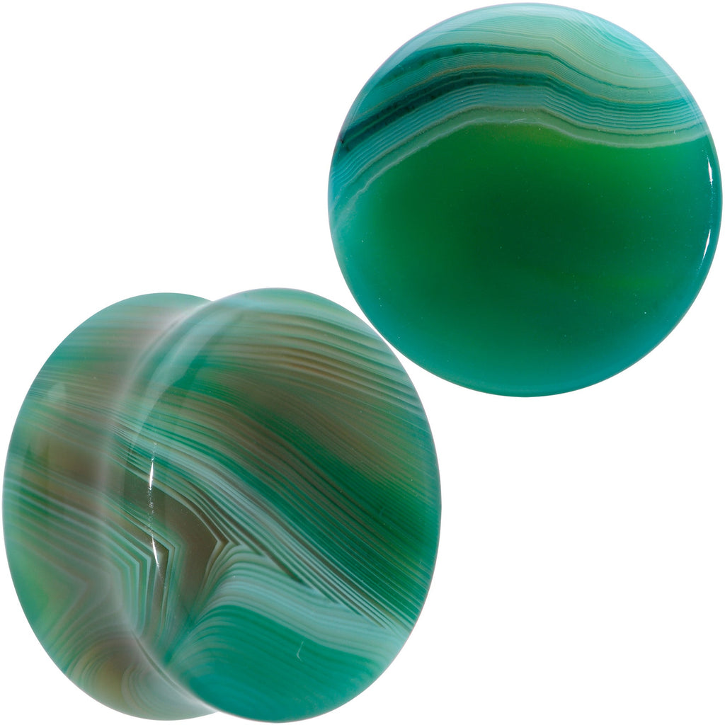 BodyCandy Natural Green Line Agate Stone Saddle Plug Set — product on model