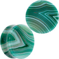 BodyCandy Natural Green Line Agate Stone Saddle Plug Set — flat-lay composition