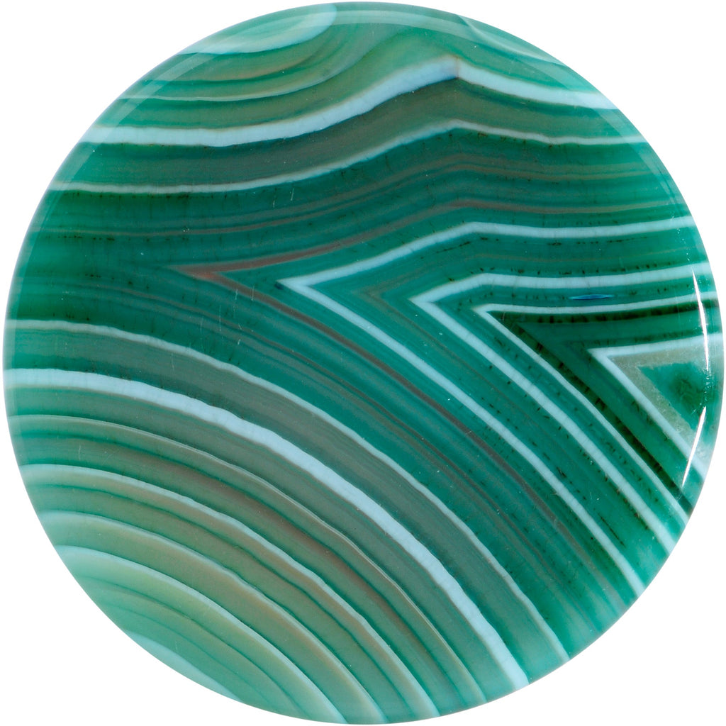 BodyCandy Natural Green Line Agate Stone Saddle Plug Set — side view