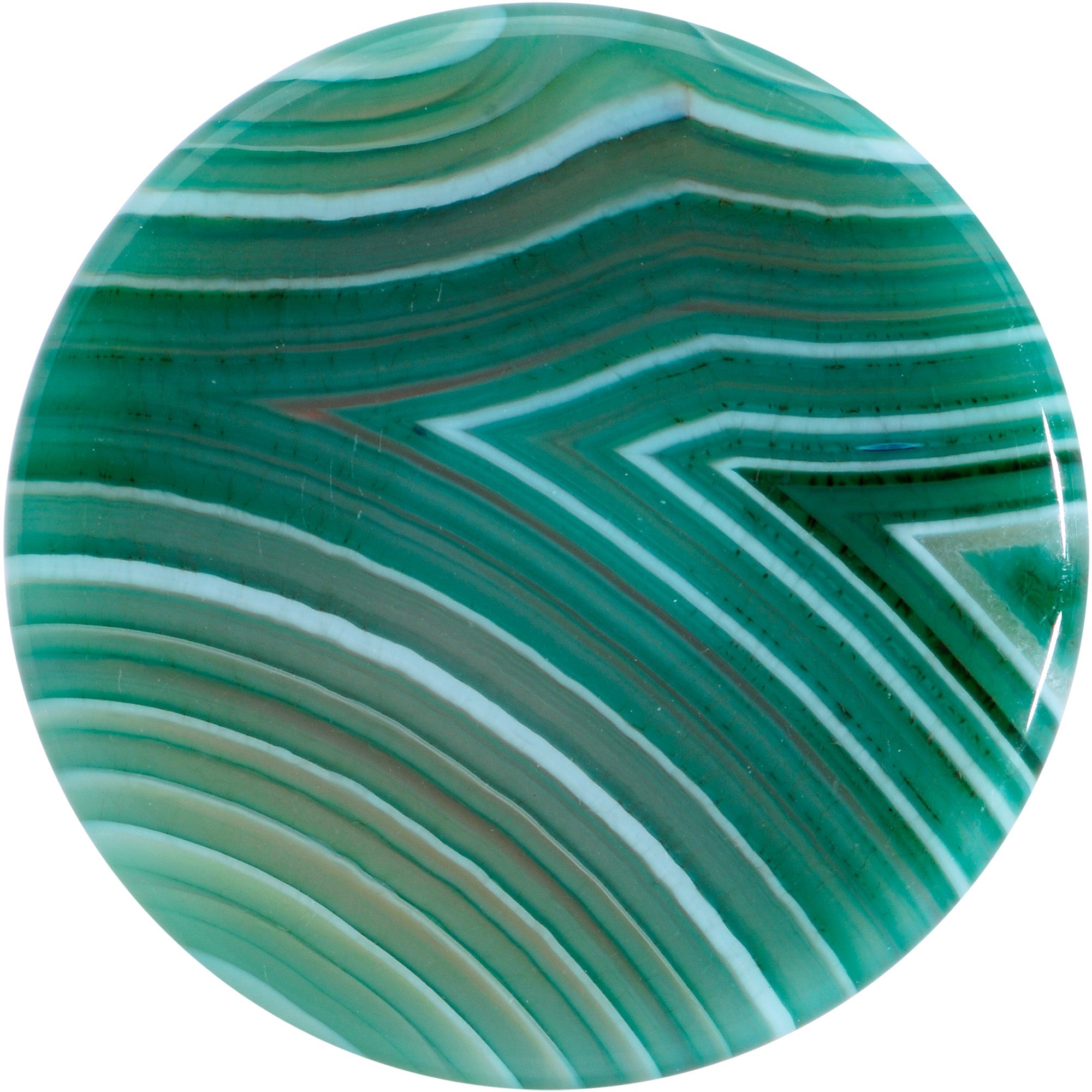 BodyCandy Natural Green Line Agate Stone Saddle Plug Set — side view