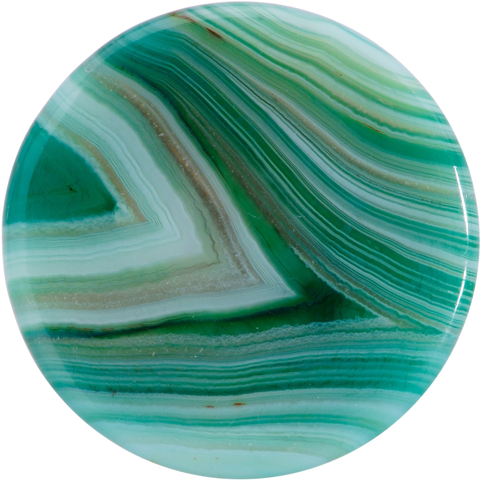BodyCandy Natural Green Line Agate Stone Saddle Plug Set — back view