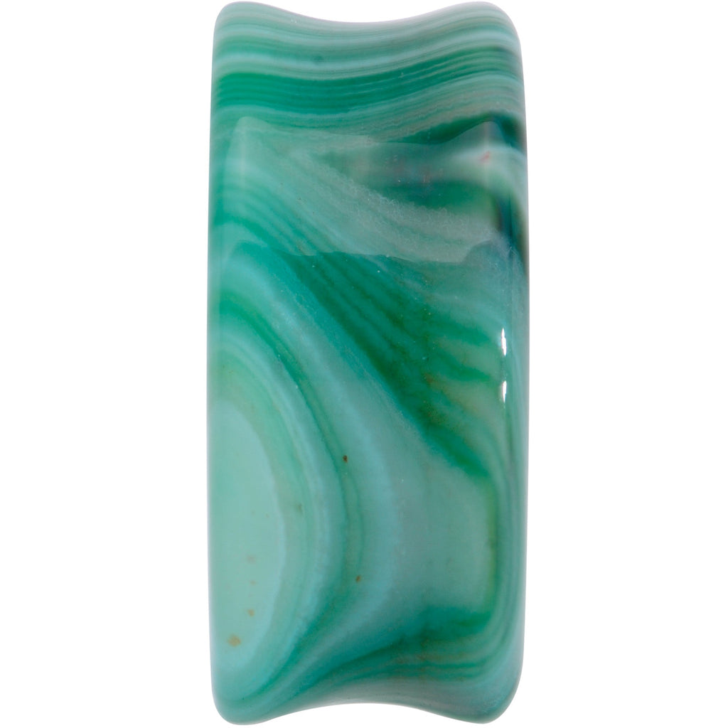 BodyCandy Natural Green Line Agate Stone Saddle Plug Set — alternative angle